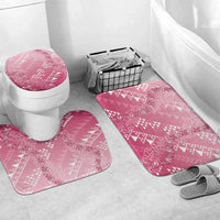 Hawaii Rose Pink Kapa Bathroom Set Vintage 'Ohe Kāpala Motifs Mix Plumeria Leis LT7 Mat Set Only (3 pcs) One Size Rose Pink - Polynesian Pride