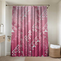 Hawaii Rose Pink Kapa Bathroom Set Vintage 'Ohe Kāpala Motifs Mix Plumeria Leis LT7 Shower Curtain Only Rose Pink - Polynesian Pride