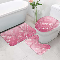 Hawaii Rose Pink Kapa Bathroom Set Vintage 'Ohe Kāpala Motifs Mix Plumeria Leis LT7 - Polynesian Pride