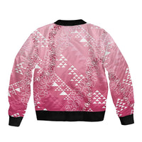 Hawaii Rose Pink Kapa Bomber Jacket Vintage 'Ohe Kāpala Motifs Mix Plumeria Leis