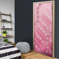 Hawaii Rose Pink Kapa Door Cover Vintage 'Ohe Kāpala Motifs Mix Plumeria Leis LT7 - Polynesian Pride