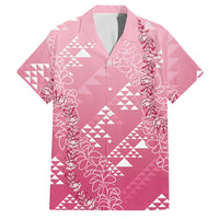 Hawaii Rose Pink Kapa Family Matching Puletasi and Hawaiian Shirt Vintage 'Ohe Kāpala Motifs Mix Plumeria Leis LT7 Dad's Shirt - Short Sleeve Rose Pink - Polynesian Pride