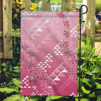 Hawaii Rose Pink Kapa Garden Flag Vintage 'Ohe Kāpala Motifs Mix Plumeria Leis LT7 Garden Flag Rose Pink - Polynesian Pride