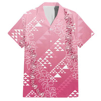Hawaii Rose Pink Kapa Hawaiian Shirt Vintage 'Ohe Kāpala Motifs Mix Plumeria Leis LT7 Rose Pink - Polynesian Pride