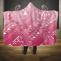 Hawaii Rose Pink Kapa Hooded Blanket Vintage 'Ohe Kāpala Motifs Mix Plumeria Leis LT7 - Polynesian Pride