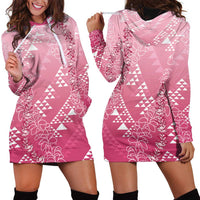 Hawaii Rose Pink Kapa Hoodie Dress Vintage 'Ohe Kāpala Motifs Mix Plumeria Leis LT7 - Polynesian Pride