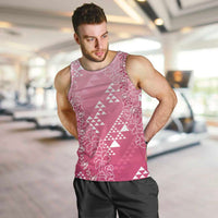 Hawaii Rose Pink Kapa Men Tank Top Vintage 'Ohe Kāpala Motifs Mix Plumeria Leis LT7 Rose Pink - Polynesian Pride
