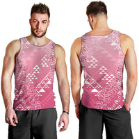 Hawaii Rose Pink Kapa Men Tank Top Vintage 'Ohe Kāpala Motifs Mix Plumeria Leis LT7 - Polynesian Pride
