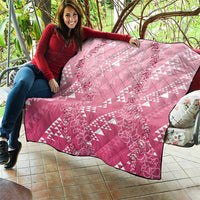 Hawaii Rose Pink Kapa Quilt Vintage 'Ohe Kāpala Motifs Mix Plumeria Leis LT7 - Polynesian Pride