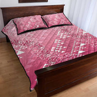Hawaii Rose Pink Kapa Quilt Bed Set Vintage 'Ohe Kāpala Motifs Mix Plumeria Leis