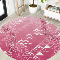 Hawaii Rose Pink Kapa Round Carpet Vintage 'Ohe Kāpala Motifs Mix Plumeria Leis LT7 Rose Pink - Polynesian Pride