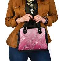 Hawaii Rose Pink Kapa Shoulder Handbag Vintage 'Ohe Kāpala Motifs Mix Plumeria Leis LT7 - Polynesian Pride