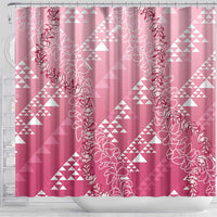 Hawaii Rose Pink Kapa Shower Curtain Vintage 'Ohe Kāpala Motifs Mix Plumeria Leis LT7 - Polynesian Pride