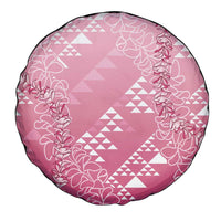 Hawaii Rose Pink Kapa Spare Tire Cover Vintage 'Ohe Kāpala Motifs Mix Plumeria Leis LT7 - Polynesian Pride