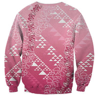 Hawaii Rose Pink Kapa Sweatshirt Vintage 'Ohe Kāpala Motifs Mix Plumeria Leis