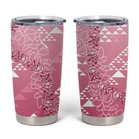 Hawaii Rose Pink Kapa Tumbler Cup Vintage 'Ohe Kāpala Motifs Mix Plumeria Leis LT7 Rose Pink - Polynesian Pride