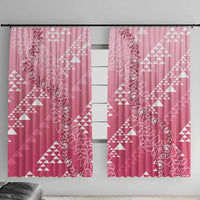 Hawaii Rose Pink Kapa Window Curtain Vintage 'Ohe Kāpala Motifs Mix Plumeria Leis LT7 With Hooks Rose Pink - Polynesian Pride