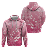 Hawaii Rose Pink Kapa Zip Hoodie Vintage 'Ohe Kāpala Motifs Mix Plumeria Leis LT7 - Polynesian Pride