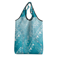 Hawaii Turquoise Kapa Grocery Bag Vintage 'Ohe Kāpala Motifs Mix Plumeria Leis LT7 - Polynesian Pride