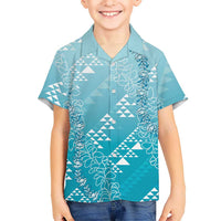 Hawaii Turquoise Kapa Hawaiian Shirt Vintage 'Ohe Kāpala Motifs Mix Plumeria Leis LT7 - Polynesian Pride