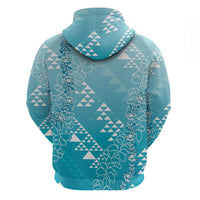 Hawaii Turquoise Kapa Hoodie Vintage 'Ohe Kāpala Motifs Mix Plumeria Leis LT7 - Polynesian Pride