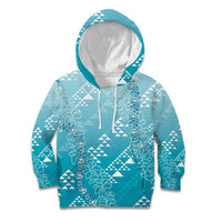 Hawaii Turquoise Kapa Kid Hoodie Vintage 'Ohe Kāpala Motifs Mix Plumeria Leis LT7 Hoodie Turquoise - Polynesian Pride