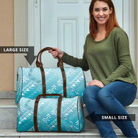 Hawaii Turquoise Kapa Travel Bag Vintage 'Ohe Kāpala Motifs Mix Plumeria Leis LT7 - Polynesian Pride