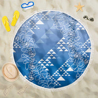 Hawaii Royal Blue Kapa Beach Blanket Vintage 'Ohe Kāpala Motifs Mix Plumeria Leis LT7 One Size 150cm Royal Blue - Polynesian Pride