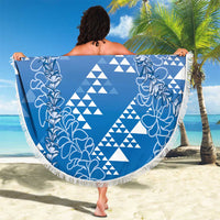 Hawaii Royal Blue Kapa Beach Blanket Vintage 'Ohe Kāpala Motifs Mix Plumeria Leis LT7 - Polynesian Pride