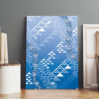 Hawaii Royal Blue Kapa Canvas Wall Art Vintage 'Ohe Kāpala Motifs Mix Plumeria Leis LT7 - Polynesian Pride