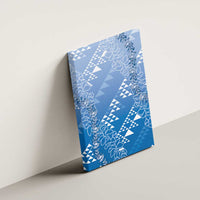 Hawaii Royal Blue Kapa Canvas Wall Art Vintage 'Ohe Kāpala Motifs Mix Plumeria Leis LT7 - Polynesian Pride