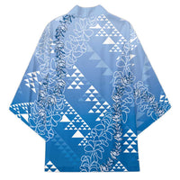 Hawaii Royal Blue Kapa Kimono Vintage 'Ohe Kāpala Motifs Mix Plumeria Leis LT7 - Polynesian Pride