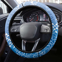 Hawaii Royal Blue Kapa Steering Wheel Cover Vintage 'Ohe Kāpala Motifs Mix Plumeria Leis LT7 - Polynesian Pride