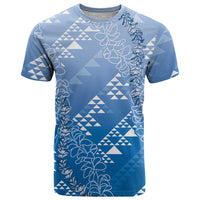 Hawaii Royal Blue Kapa T Shirt Vintage 'Ohe Kāpala Motifs Mix Plumeria Leis LT7 Royal Blue - Polynesian Pride
