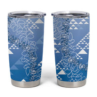Hawaii Royal Blue Kapa Tumbler Cup Vintage 'Ohe Kāpala Motifs Mix Plumeria Leis LT7 Royal Blue - Polynesian Pride