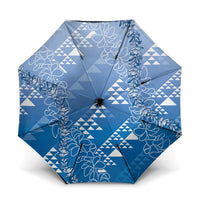Hawaii Royal Blue Kapa Umbrella Vintage 'Ohe Kāpala Motifs Mix Plumeria Leis LT7 One Size Folded 11.42 inch Opened Diameter 37.4 inch Royal Blue - Polynesian Pride