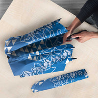 Hawaii Royal Blue Kapa Umbrella Vintage 'Ohe Kāpala Motifs Mix Plumeria Leis LT7 - Polynesian Pride