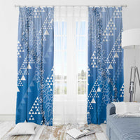 Hawaii Royal Blue Kapa Window Curtain Vintage 'Ohe Kāpala Motifs Mix Plumeria Leis LT7 - Polynesian Pride