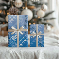 Hawaii Kapa Vintage Motifs Mix Plumeria Leis Wrapping Paper Royal Blue
