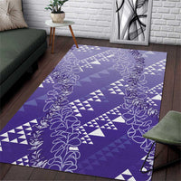 Hawaii Lavender Kapa Area Rug Vintage 'Ohe Kāpala Motifs Mix Plumeria Leis LT7 Lavender - Polynesian Pride