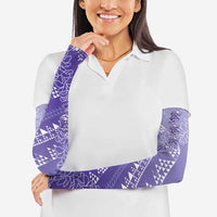 Hawaii Lavender Kapa Arm Sleeves Vintage 'Ohe Kāpala Motifs Mix Plumeria Leis LT7 - Polynesian Pride