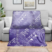 Hawaii Lavender Kapa Blanket Vintage 'Ohe Kāpala Motifs Mix Plumeria Leis