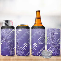 Hawaii Lavender Kapa 4 in 1 Can Cooler Tumbler Vintage 'Ohe Kāpala Motifs Mix Plumeria Leis LT7 - Polynesian Pride