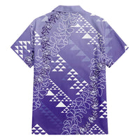 Hawaii Lavender Kapa Family Matching Off Shoulder Maxi Dress and Hawaiian Shirt Vintage 'Ohe Kāpala Motifs Mix Plumeria Leis LT7 - Polynesian Pride