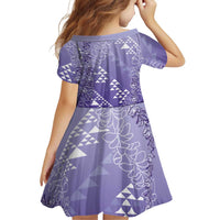 Hawaii Lavender Kapa Family Matching Off Shoulder Short Dress and Hawaiian Shirt Vintage 'Ohe Kāpala Motifs Mix Plumeria Leis LT7 - Polynesian Pride
