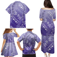 Hawaii Lavender Kapa Family Matching Puletasi and Hawaiian Shirt Vintage 'Ohe Kāpala Motifs Mix Plumeria Leis LT7 - Polynesian Pride