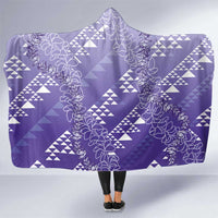 Hawaii Lavender Kapa Hooded Blanket Vintage 'Ohe Kāpala Motifs Mix Plumeria Leis LT7 One Size Lavender - Polynesian Pride