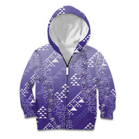 Hawaii Lavender Kapa Kid Hoodie Vintage 'Ohe Kāpala Motifs Mix Plumeria Leis LT7 Zip Hoodie Lavender - Polynesian Pride