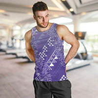 Hawaii Lavender Kapa Men Tank Top Vintage 'Ohe Kāpala Motifs Mix Plumeria Leis LT7 Lavender - Polynesian Pride