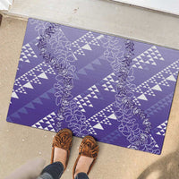 Hawaii Lavender Kapa Rubber Doormat Vintage 'Ohe Kāpala Motifs Mix Plumeria Leis